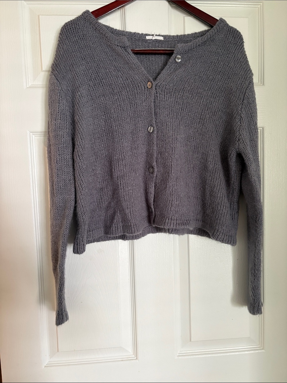 Light Gray Women’s Knit Button-Front Cardigan